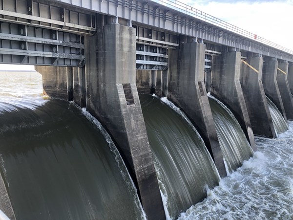 TVA moving water through Kentucky Dam 