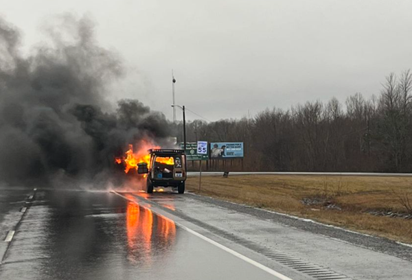 Car fire in Eddyville blocks US 62 for a time