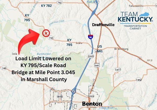 Marshall County bridge over Chestnut Creek reduced to 3-ton load limit 