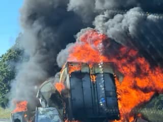 I-24 westbound closed to one lane at the site of a truck fire in Trigg County