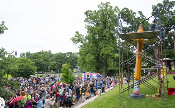 Time for annual sharpening of 20-foot tall pencil