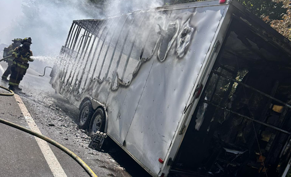 I-24 restricted in Lyon County by trailer on fire