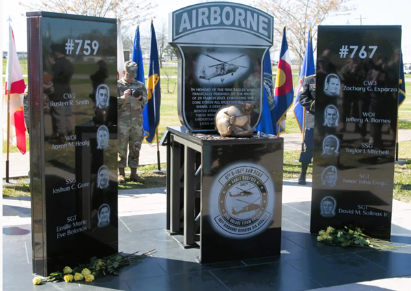 Memorial dedicated for Fort Campbell soldiers killed in Trigg County helicopter crash