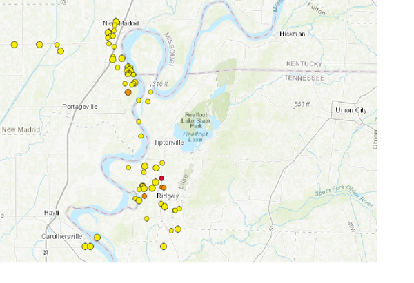 Ten minor quakes measured in Missouri, Tennessee since last week