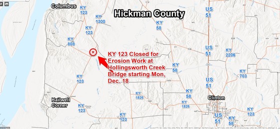 Road closure planned Monday in Hickman County 