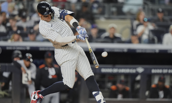 Judge homers twice, ties Joe DiMaggio for 4th on Yankees all-time list