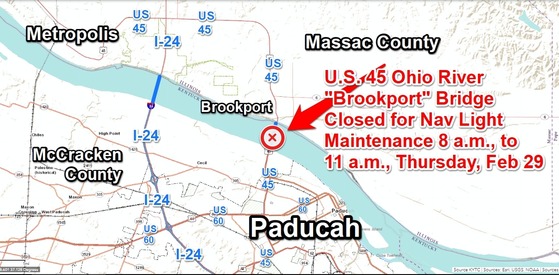 Closure of US 45 Ohio River “Brookport” Bridge planned Thursday morning