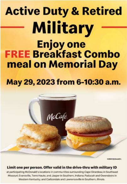 Local McDonald's to celebrate veterans on Memorial Day