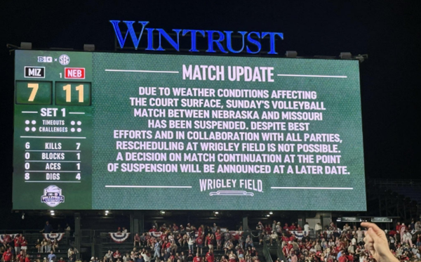 UK volleyball gets historic win at Wrigley Field, but second match suspended