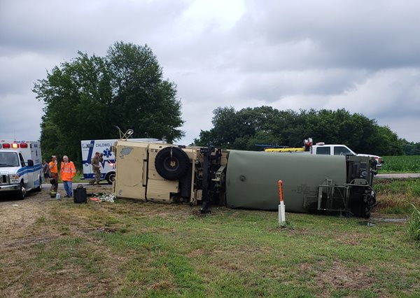 Two injured after National Guard truck crashes in Caldwell