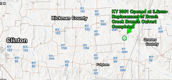 Portion of KY 3061 reopened in Hickman County