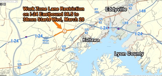 Roadwork along I-24 in Lyon County begins today