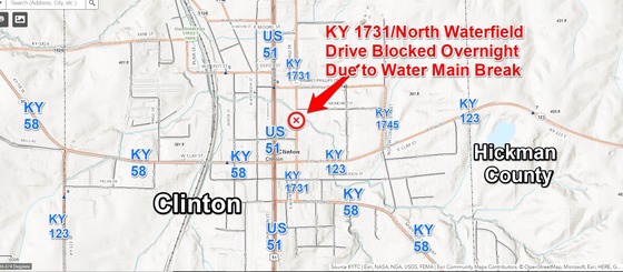Water main break keeps Clinton road closed 