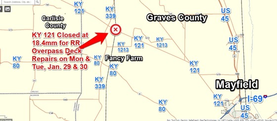 Road closure next week on KY 121 in Graves County 
