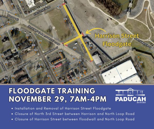 Floodgate training requires road closures in downtown Paducah today