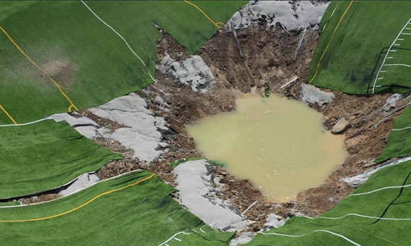 Testing begins under Illinois soccer fields swallowed by 100-foot-wide sinkhole