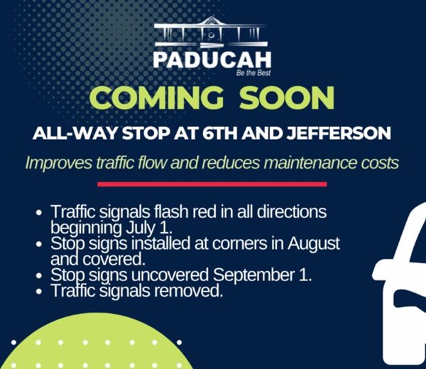 Paducah's 6th and Jefferson intersection converting to all-way stop