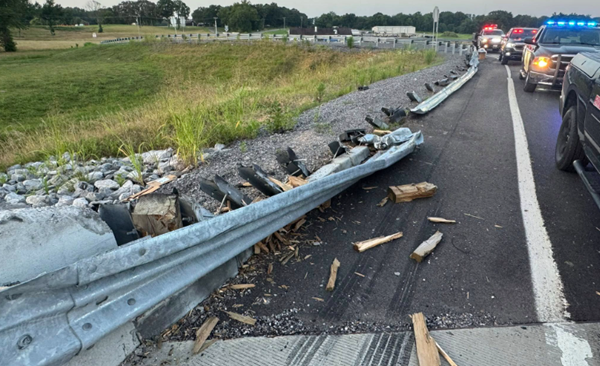 US 641 near Murray restricted for 16 hours after semi goes off side of bridge
