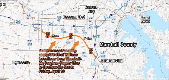 Pavement patching work coming to US 68 in Marshall County