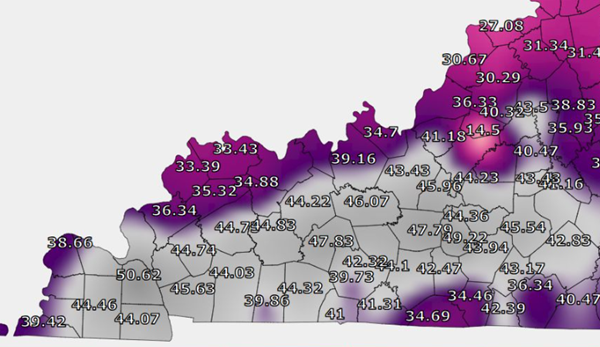 Saturday's downpours add to a year's worth of rain already measured in western Kentucky