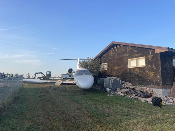 No injuries reported when jet runs off runway in Mayfield, strikes house