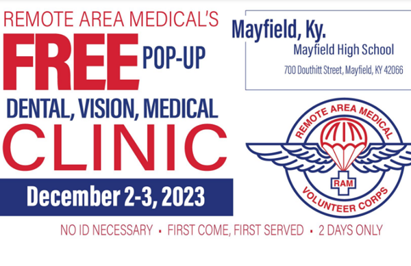 Free health clinic in Mayfield Saturday and Sunday